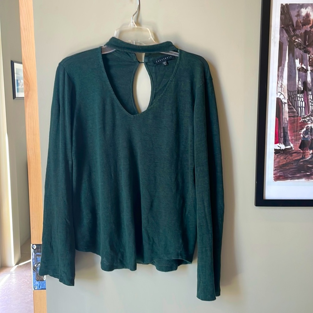 Anthropologie mock neck green shirt